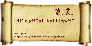 Mátyási Kalliopé névjegykártya
